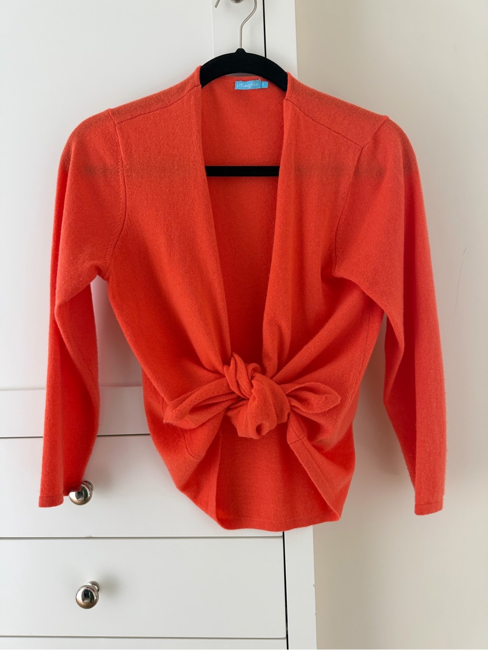 J. McLaughlin 100% Cashmere Coral Tie-Front Knit Cardigan